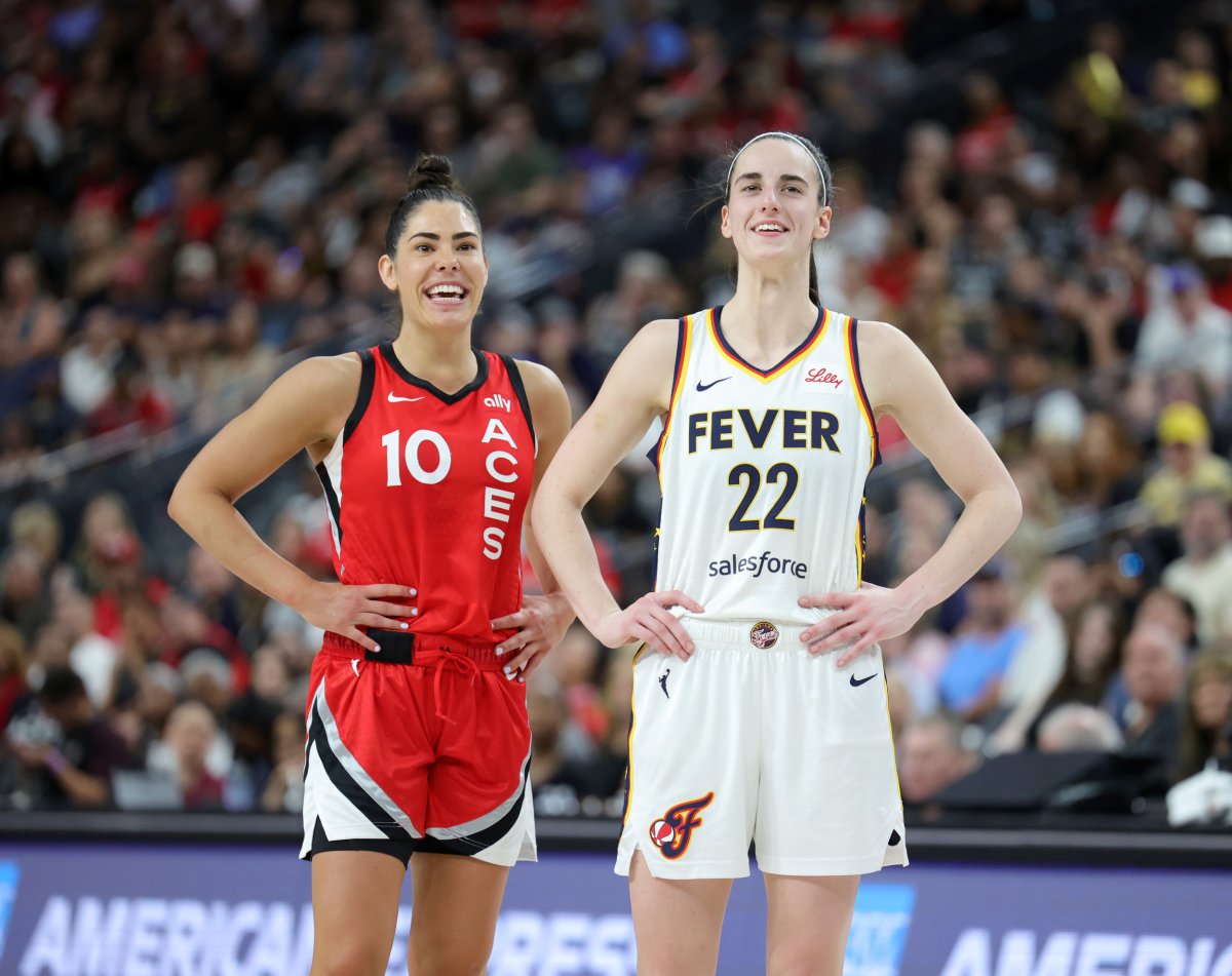 Kelsey Plum and Caitlin Clark