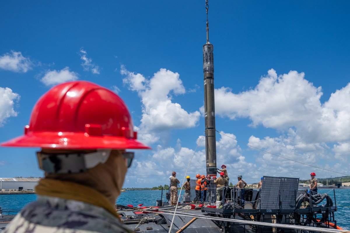U.S. Submarine Loads Tomahawk Missiles in Guam