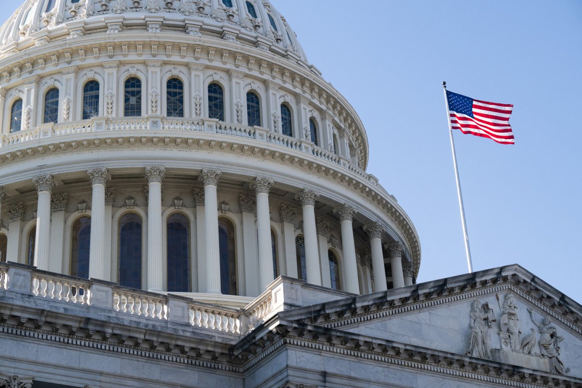 A US flag flies near the dome 