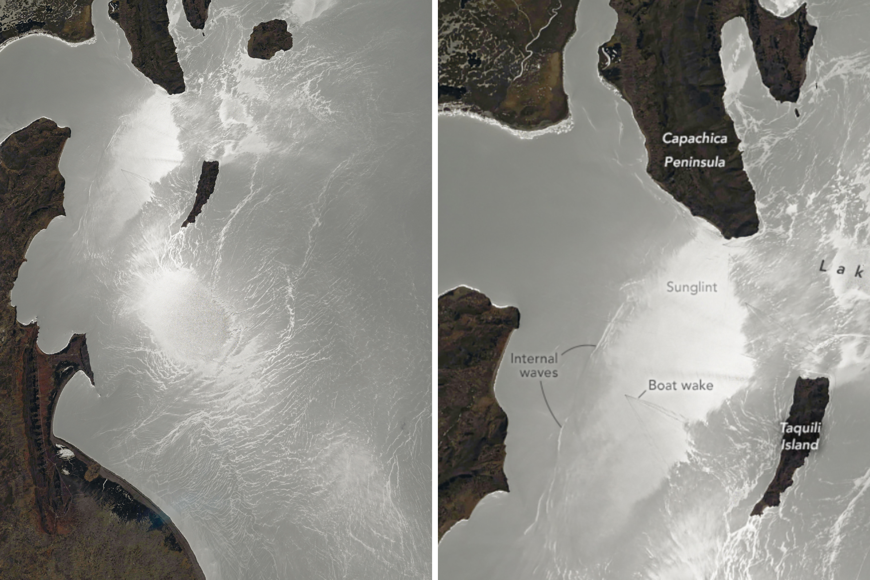 Satellite Image Shows 'Optical Phenomenon' Captured by NASA Over Peru Lake