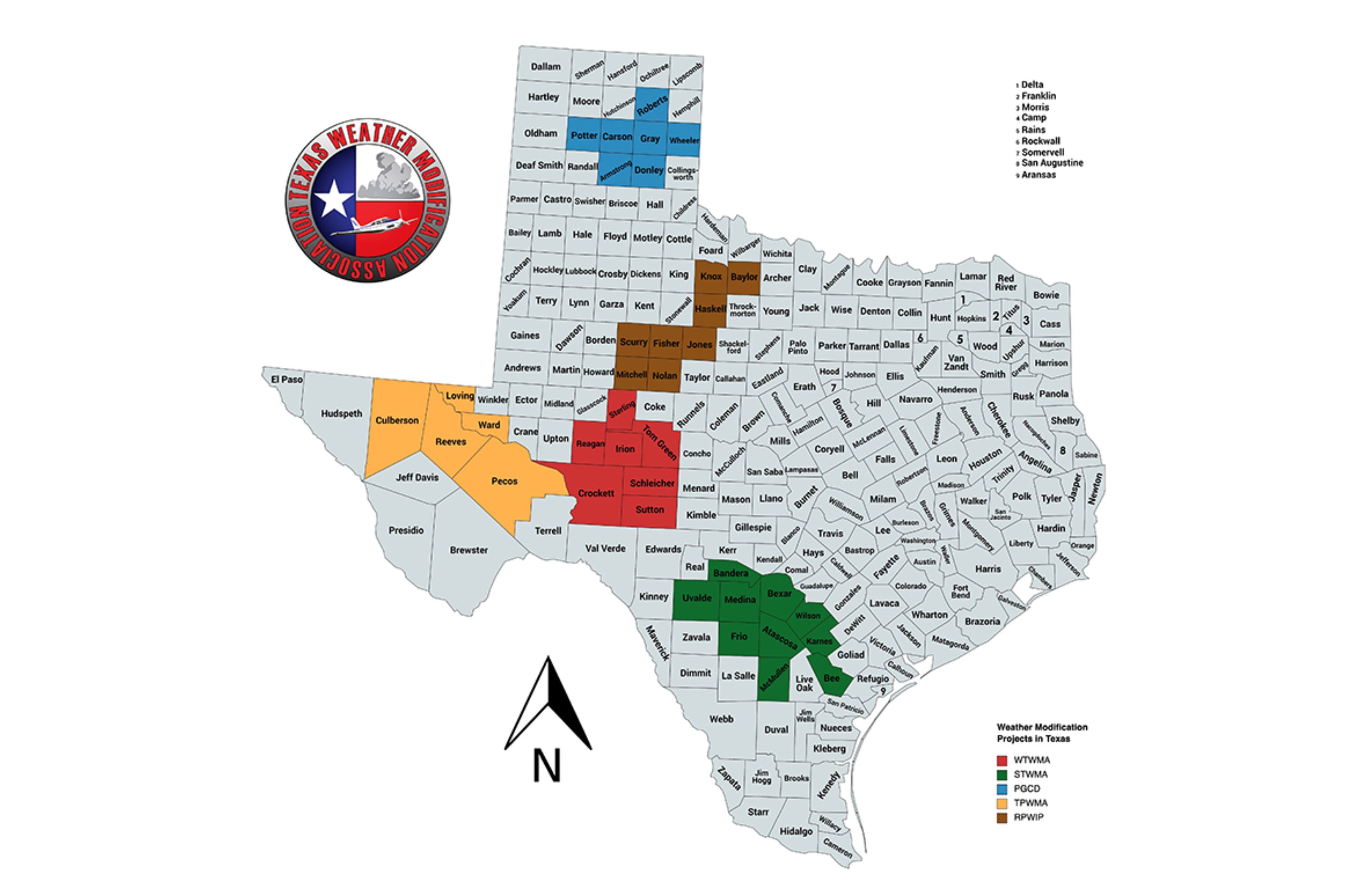 Map Shows Where Cloud Seeding Takes Place in Texas