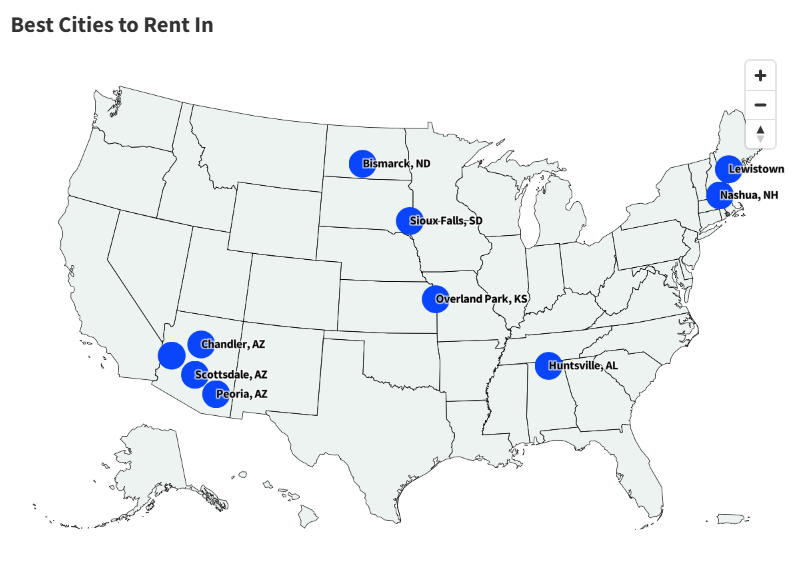 Map Shows Best Cities for Renters