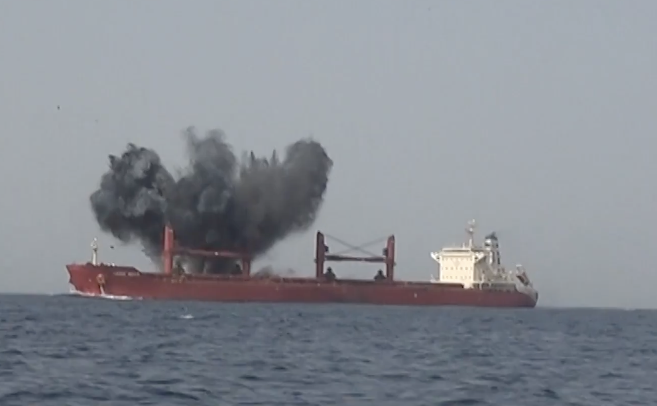 Video Shows Dramatic Houthi Ship Attack