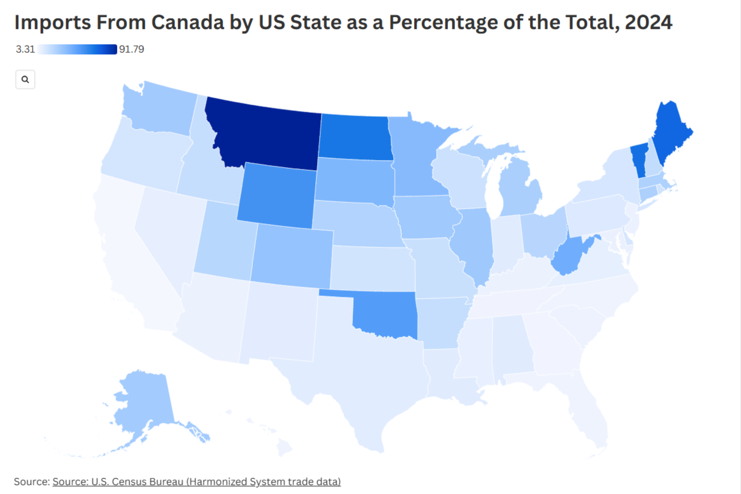 Map Shows US States Set to Be Hardest - Imports Canada Us State 