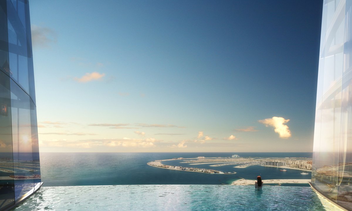 Representación de la piscina infinita del Ciel de Dubai.