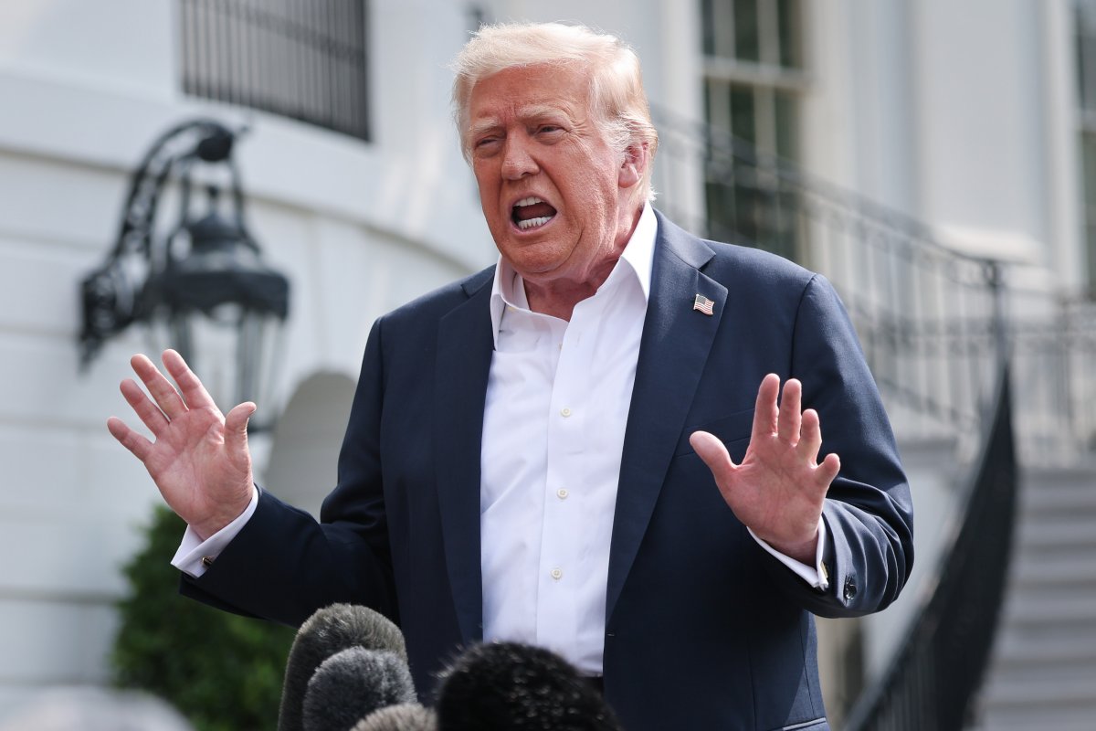 President Donald Trump answers questions 