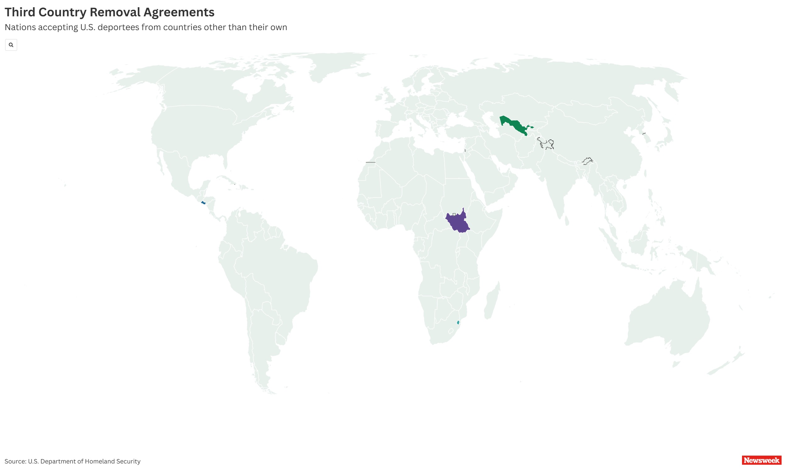 Map shows foreign countries where migrants are being deported