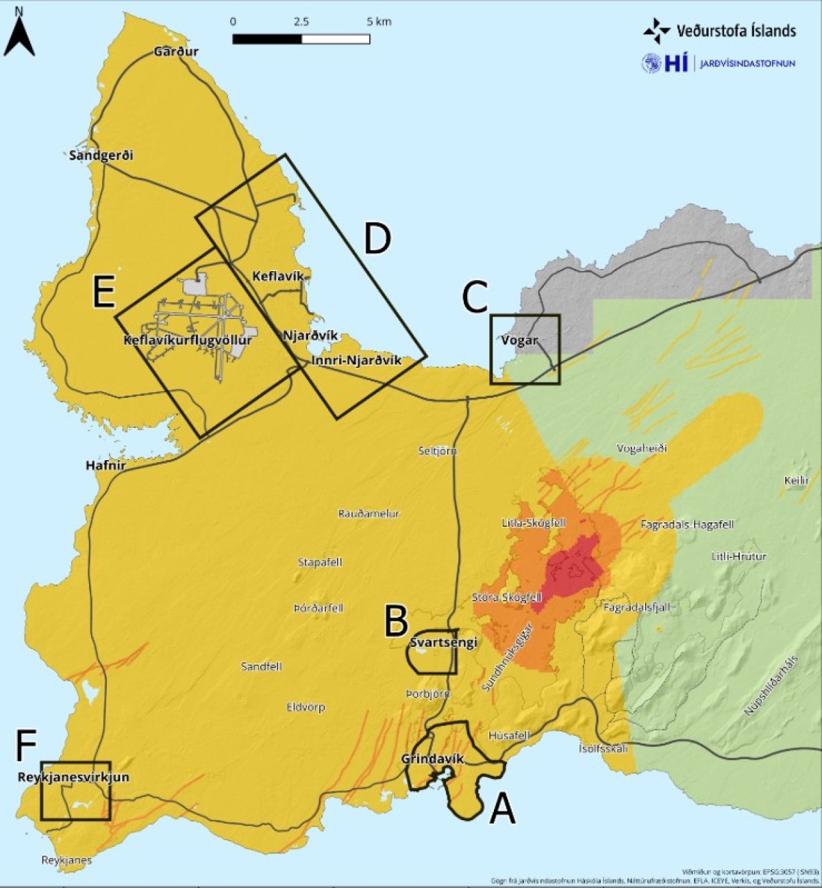 Hazard map released by Icelandic Meteorological Office