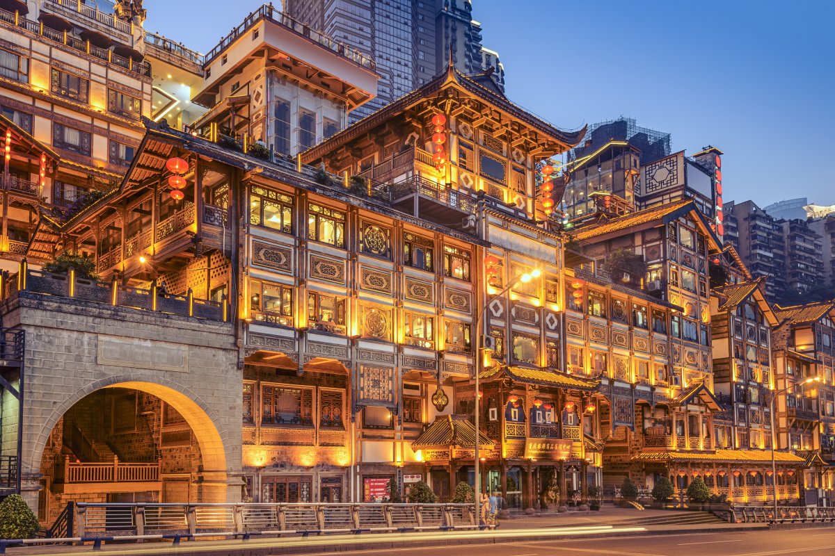 Hongya Cave in Chongqing, China.