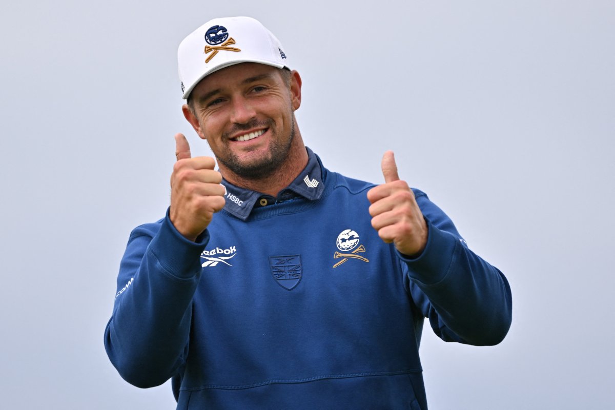 TOPSHOT - US golfer Bryson DeChambeau gestures