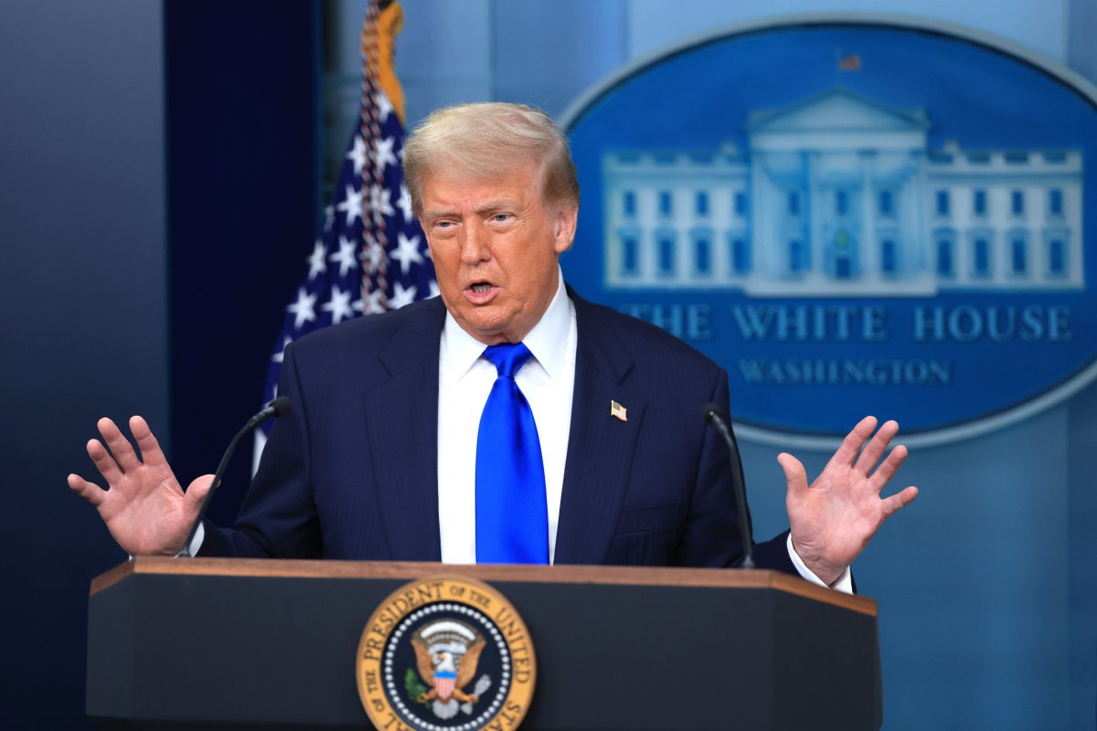 President Donald Trump answers questions 