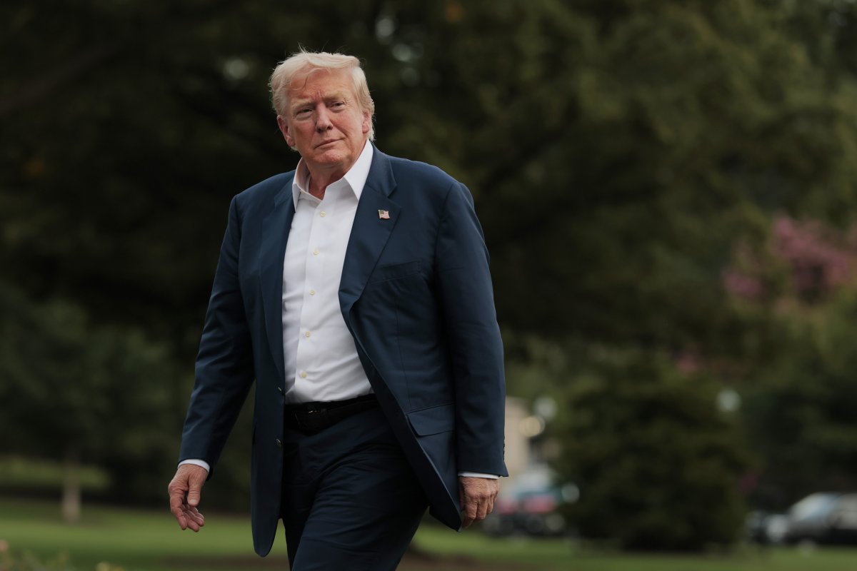President Donald Trump walks 