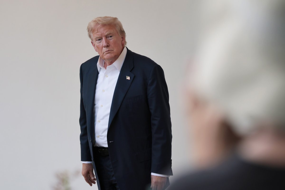 President Donald Trump speaks to reporters
