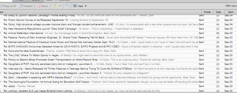 Replying to PR emails.