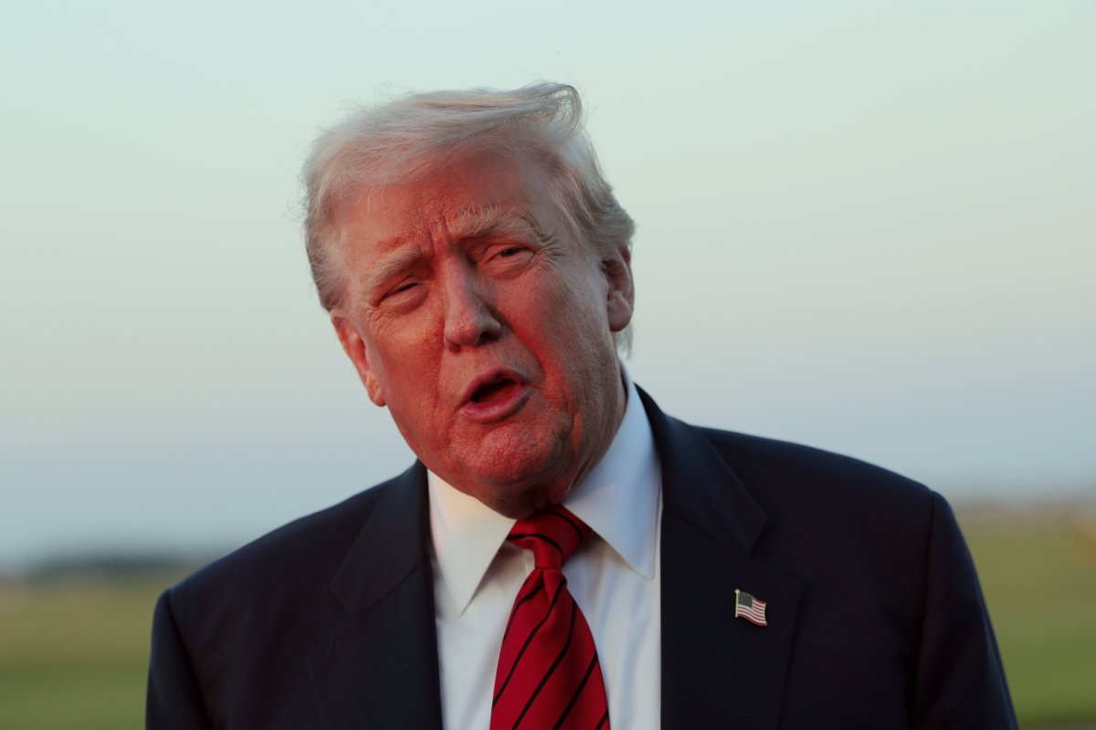 President Donald Trump speaks to reporters 