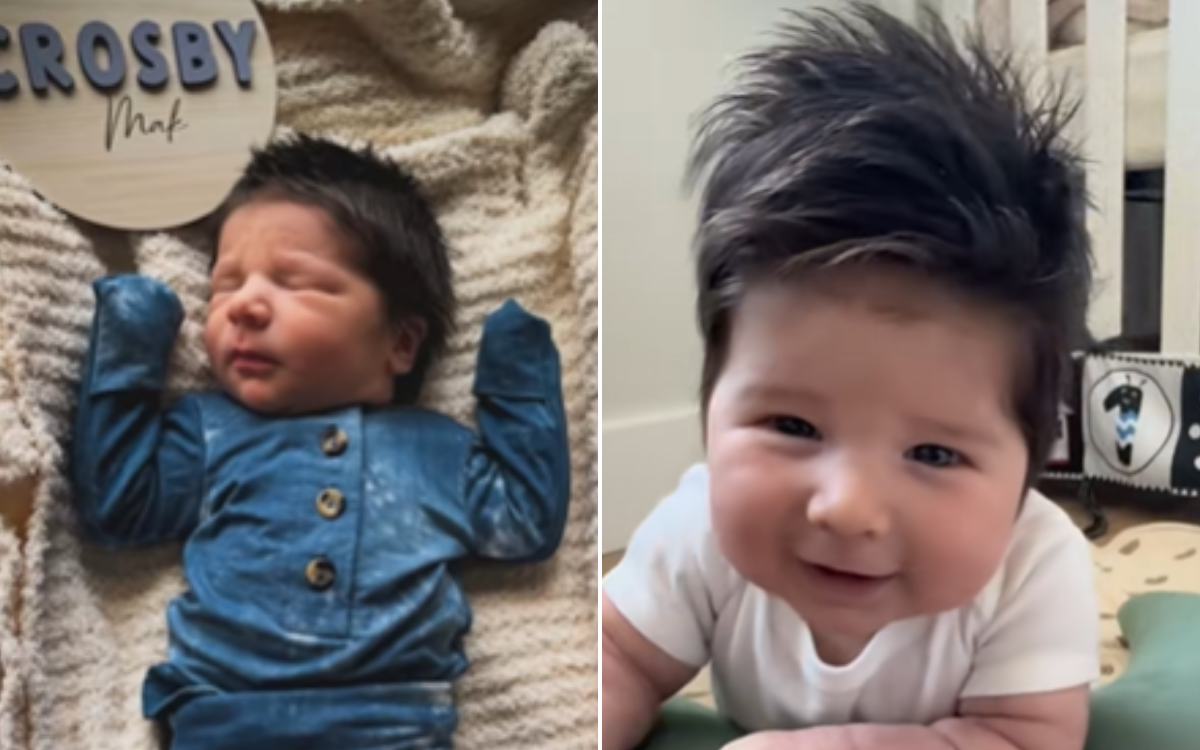 Makenzie Crutcher son Crosby has hair.