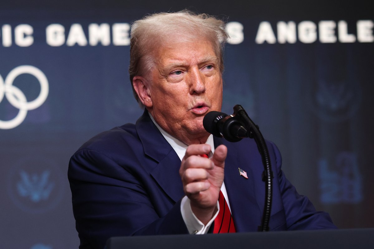 President Donald Trump speaks to reporters 