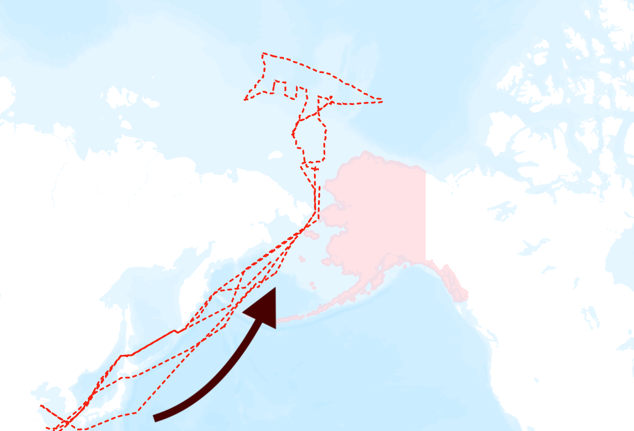 Map Shows Where Chinese Ships Have Been Detected off Alaska
