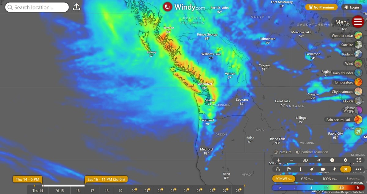 Live tracker maps rainfall Pacific Northwest