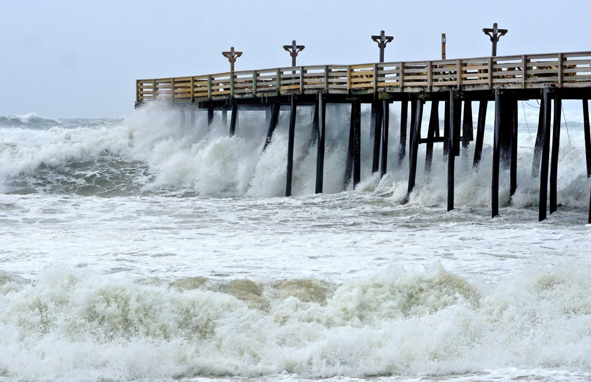 Waves batter Outer Banks homes