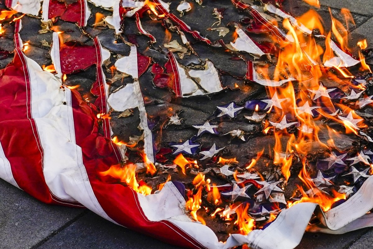 American flag burning 