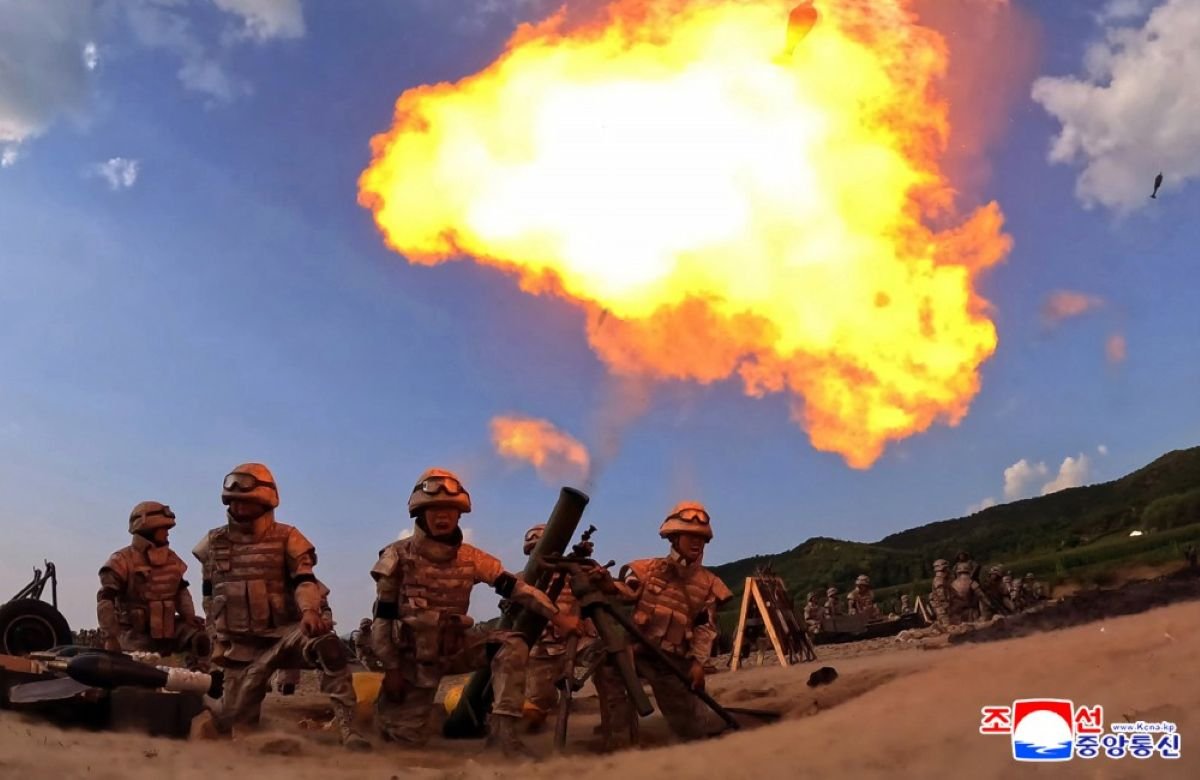 North Korea artillery training