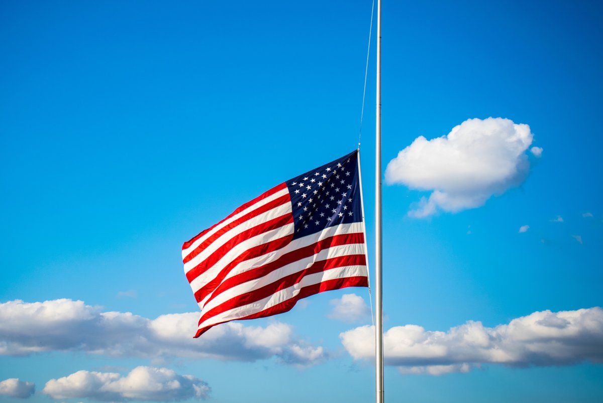 American US flag flies half-staff