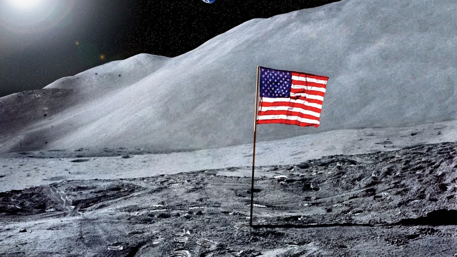 флаг сша на луне
