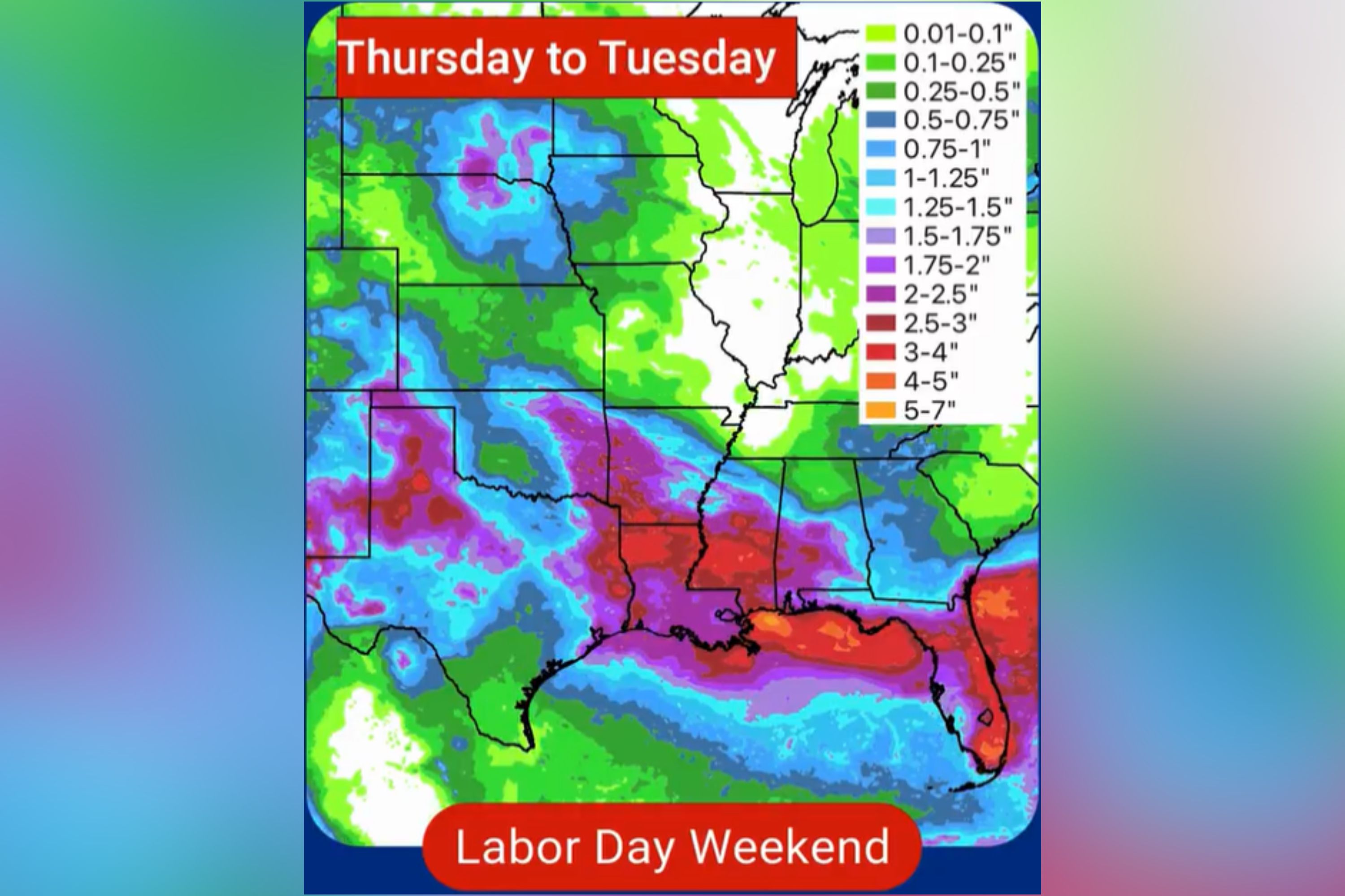 Labor Day Weekend Weather Maps Show States Facing Heavy Rain, Flash Flooding