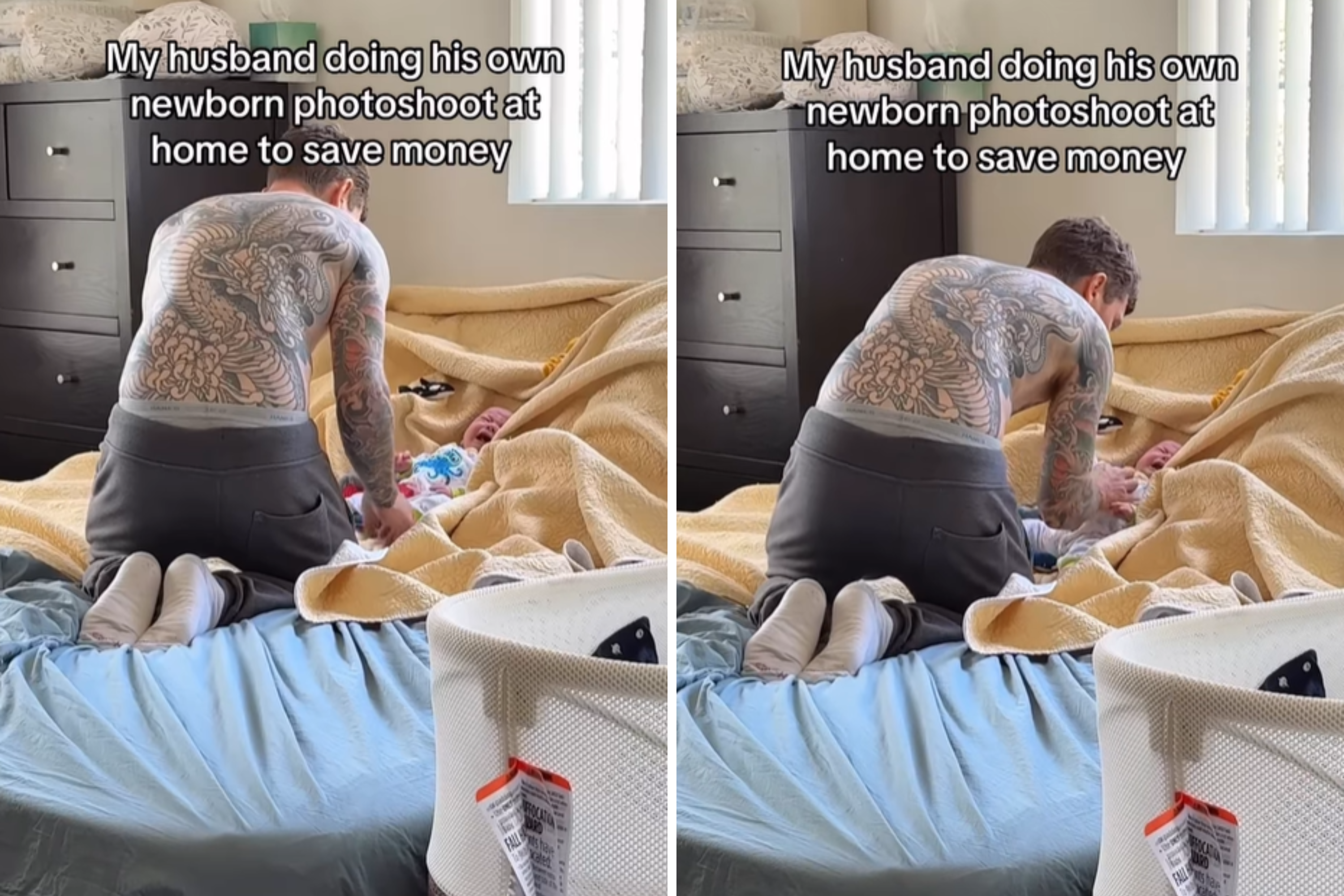 Husband Does Newborn Photoshoot to Save Money, Hysterics at Final Results Husband Does Newborn Photoshoot to Save Money, Hysterics at Final Results