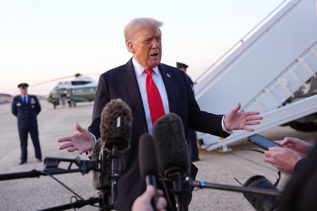 President Donald Trump speaks to reporters 