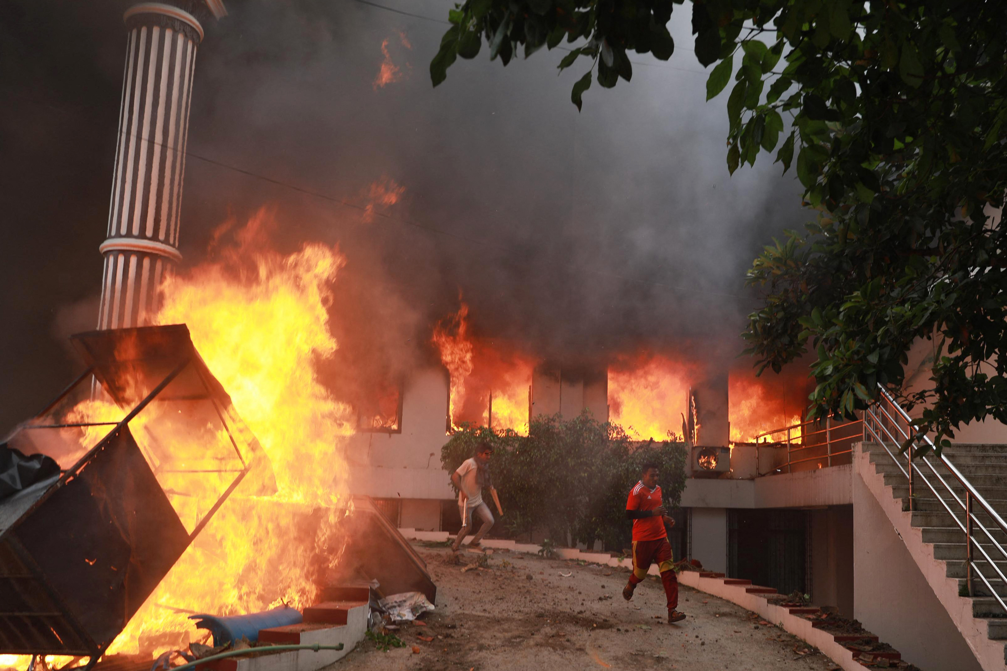 Nepali Congress Party office burning