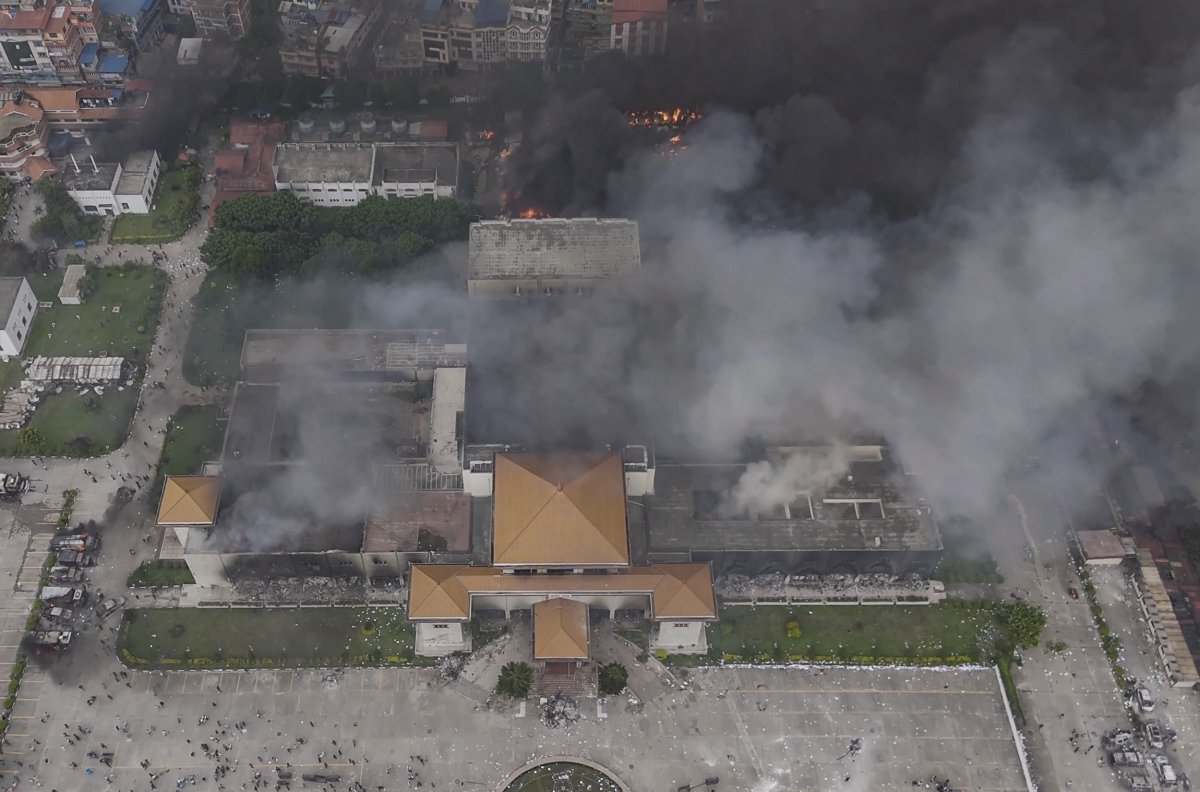 Nepal's Parliament building on fire