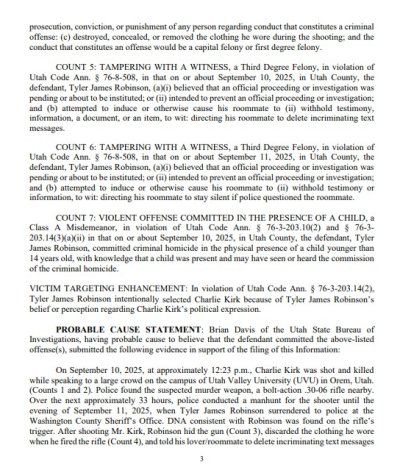 Charging document for Tyler Robinson