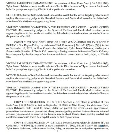 Charging document for Tyler Robinson