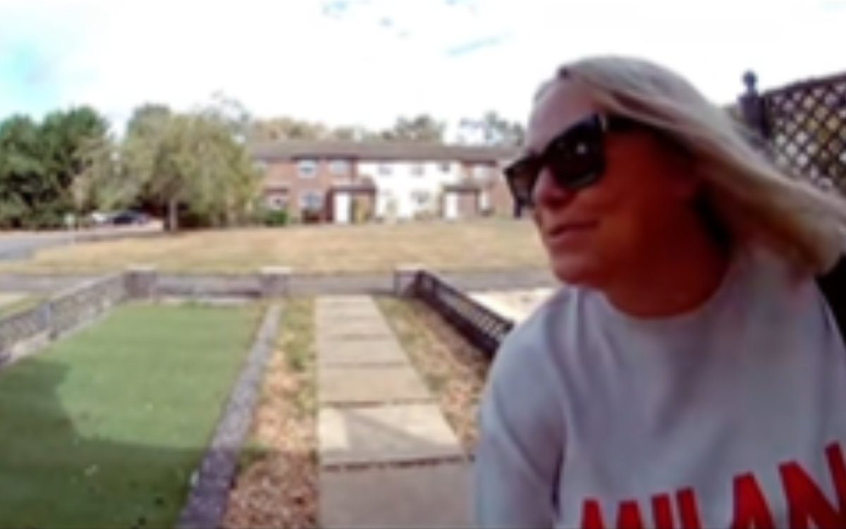 A mom filmed on a doorbell camera.