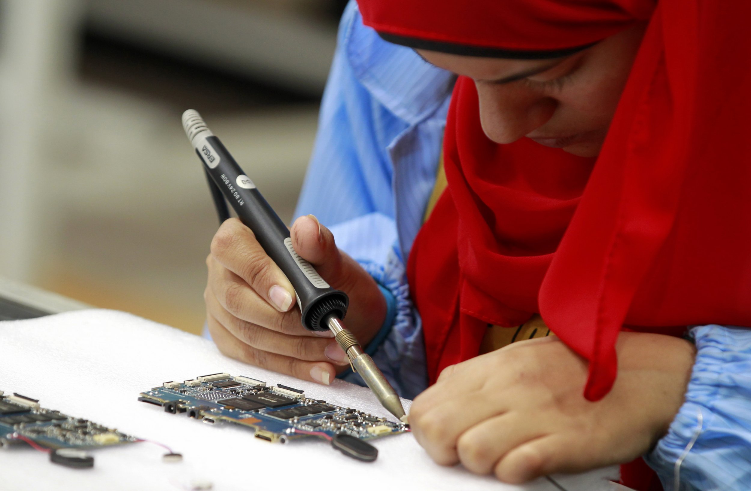 Female welder