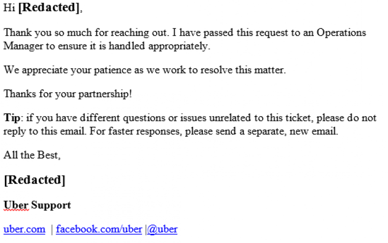 Uber email