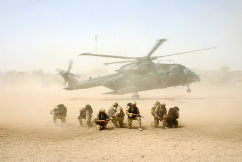 British helicopter lands during operation