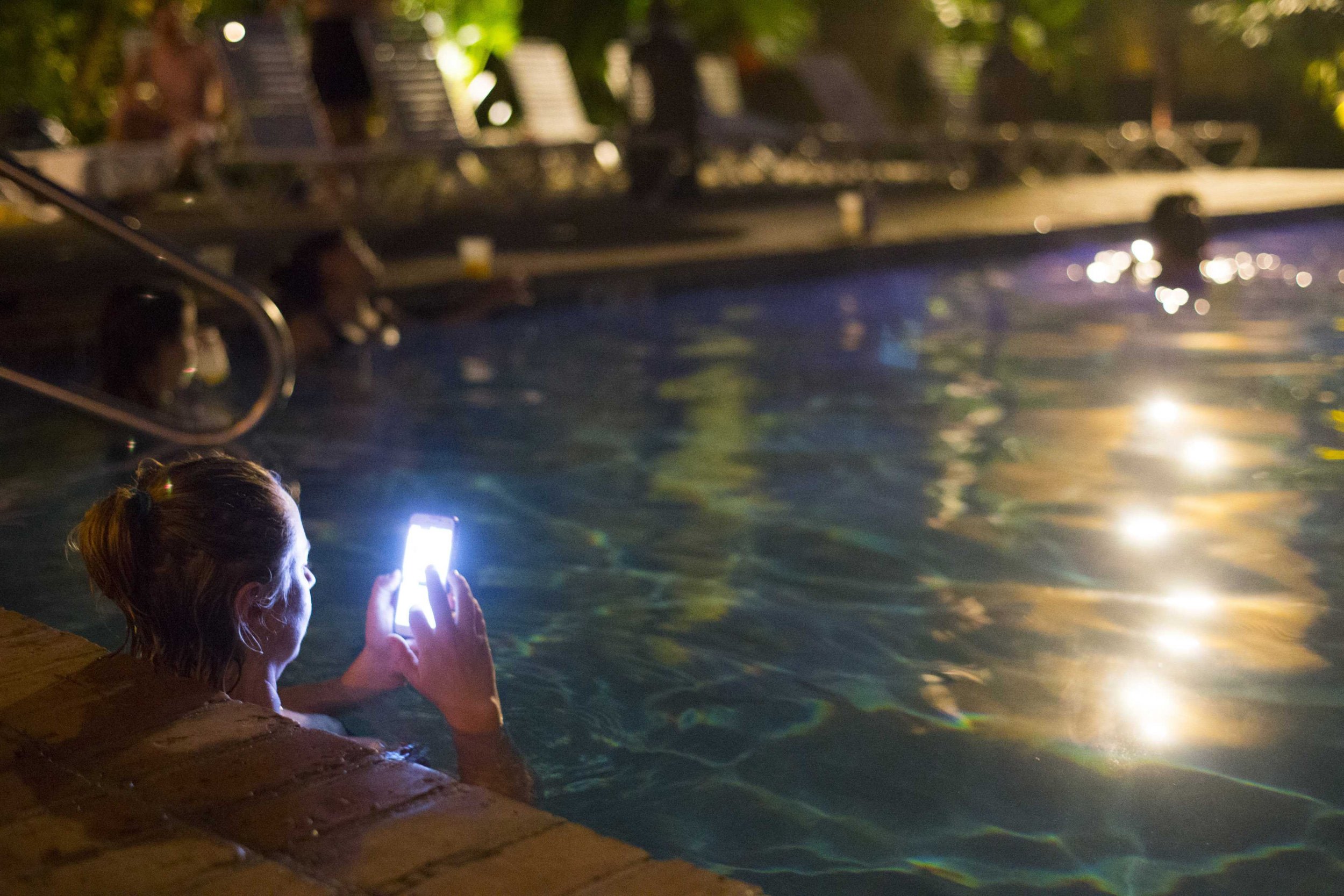 Phone at public pool