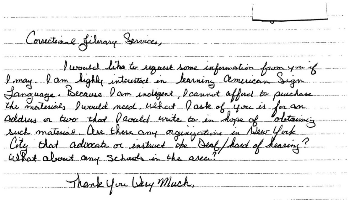 Inmate letter