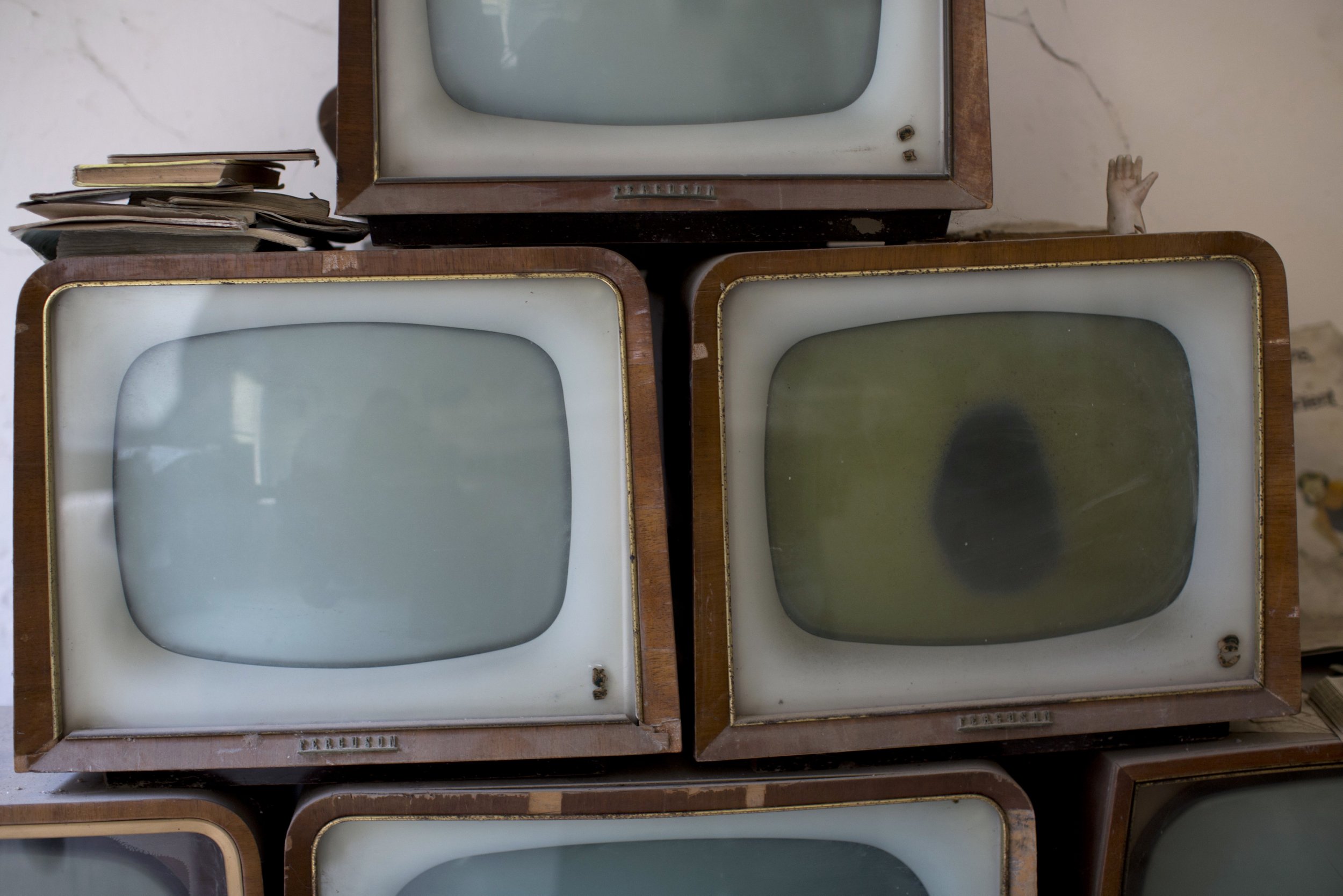 Old televisions.