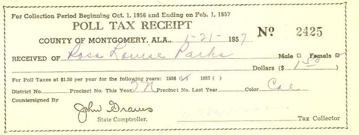 2-7-15 Parks poll tax receipt 2-7-15 Parks poll tax receipt