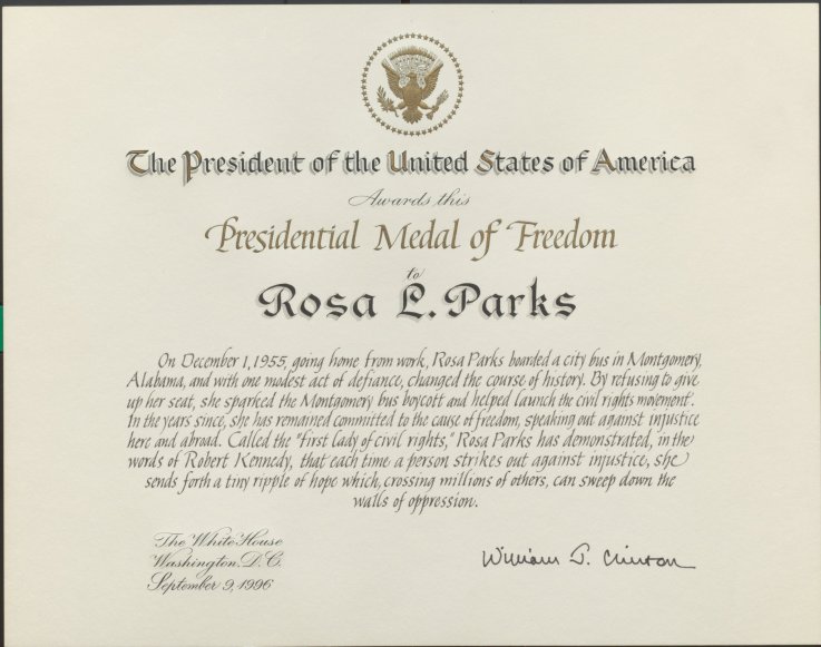 2-7-15 Rosa Parks pres medal 2-7-15 Rosa Parks pres medal