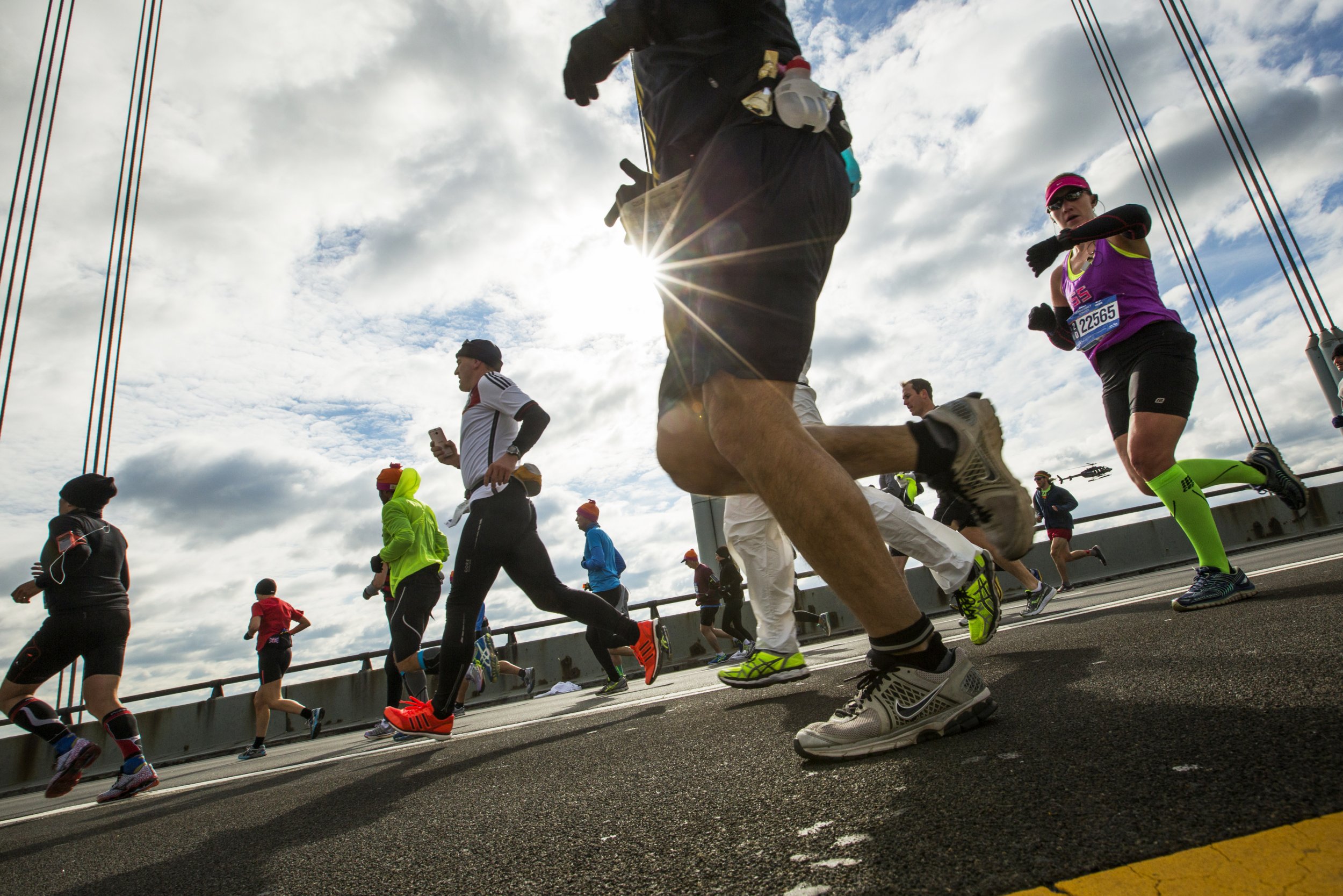 Runners take part in the New York City Marathon, November 2, 2014