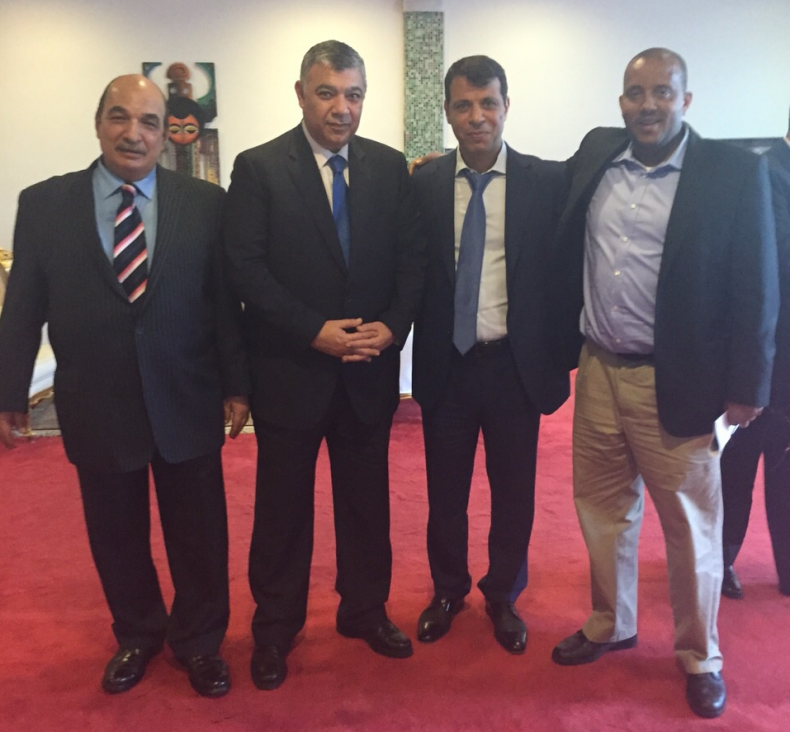 LR Deputy of Khaled Fawzy, Khaled Fawzy of Egyptian Intel, Dahlan, Ethiopian PM advisor Getachew Reda, at Addis Ababa airport