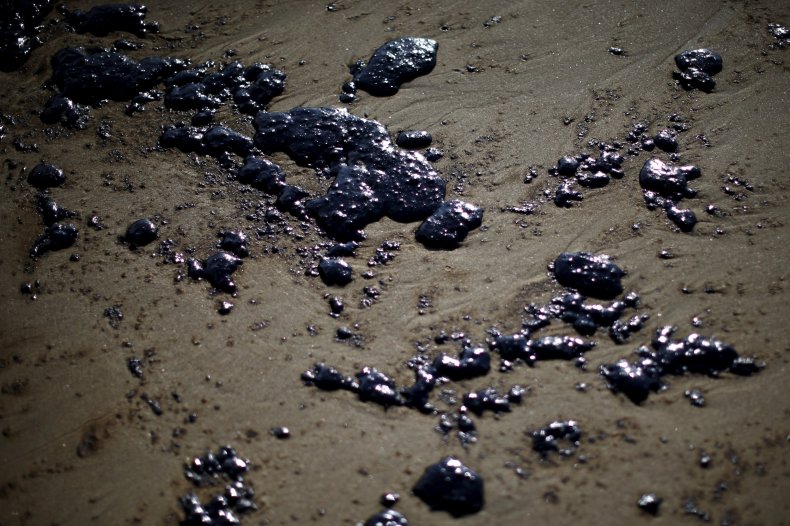 Crude oil on the beach Crude oil on the beach