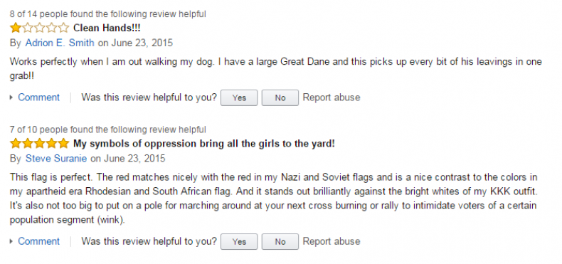 Amazon reviews of confederate flag 1