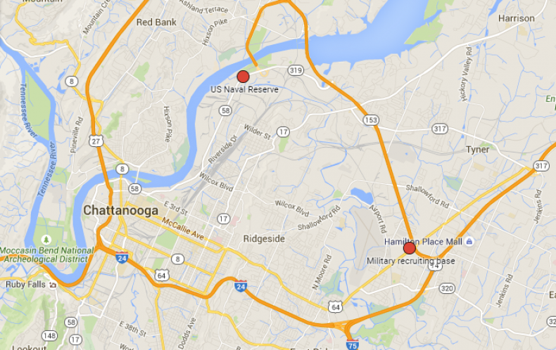 Chattanooga shooting map