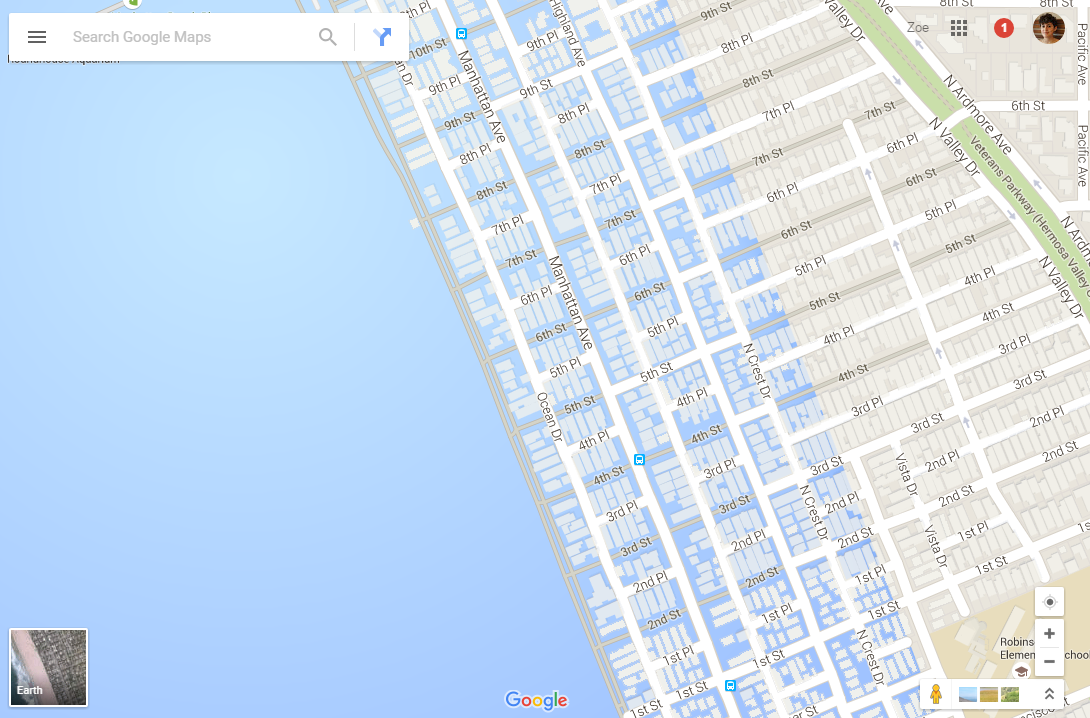 Google Maps Underwater - Sea Level Rise in California